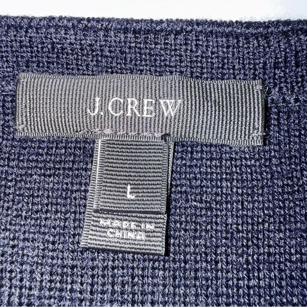 J.Crew Navy Gray Merino Wool Zip Front Colorblock Sweater Jacket Size L